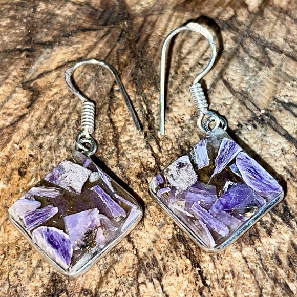 Charoite in Copper Earrings 1 1/2” - Picture 10 of 14